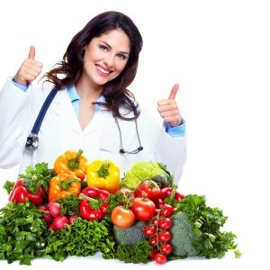 Nutritionist doctor woman isolated over white background
