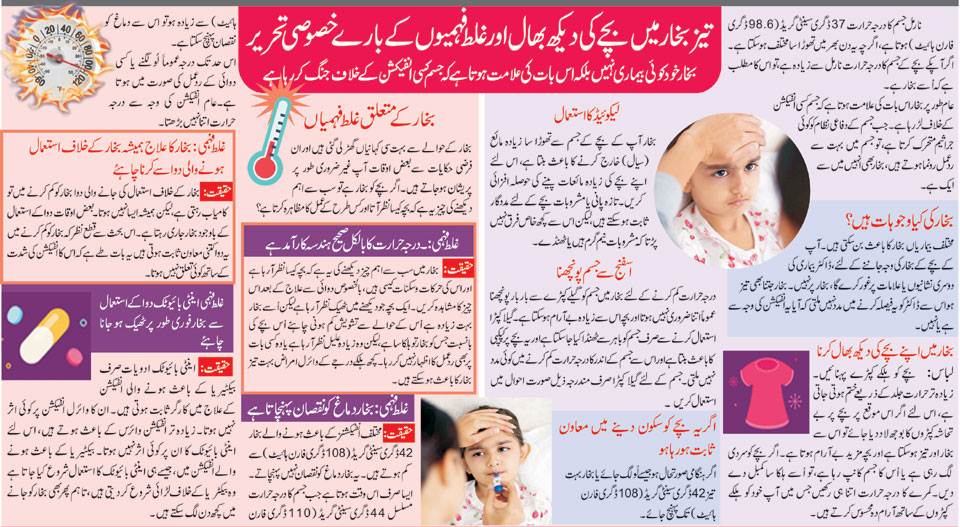 Health Tips About Baby Fever in Urdu & English
